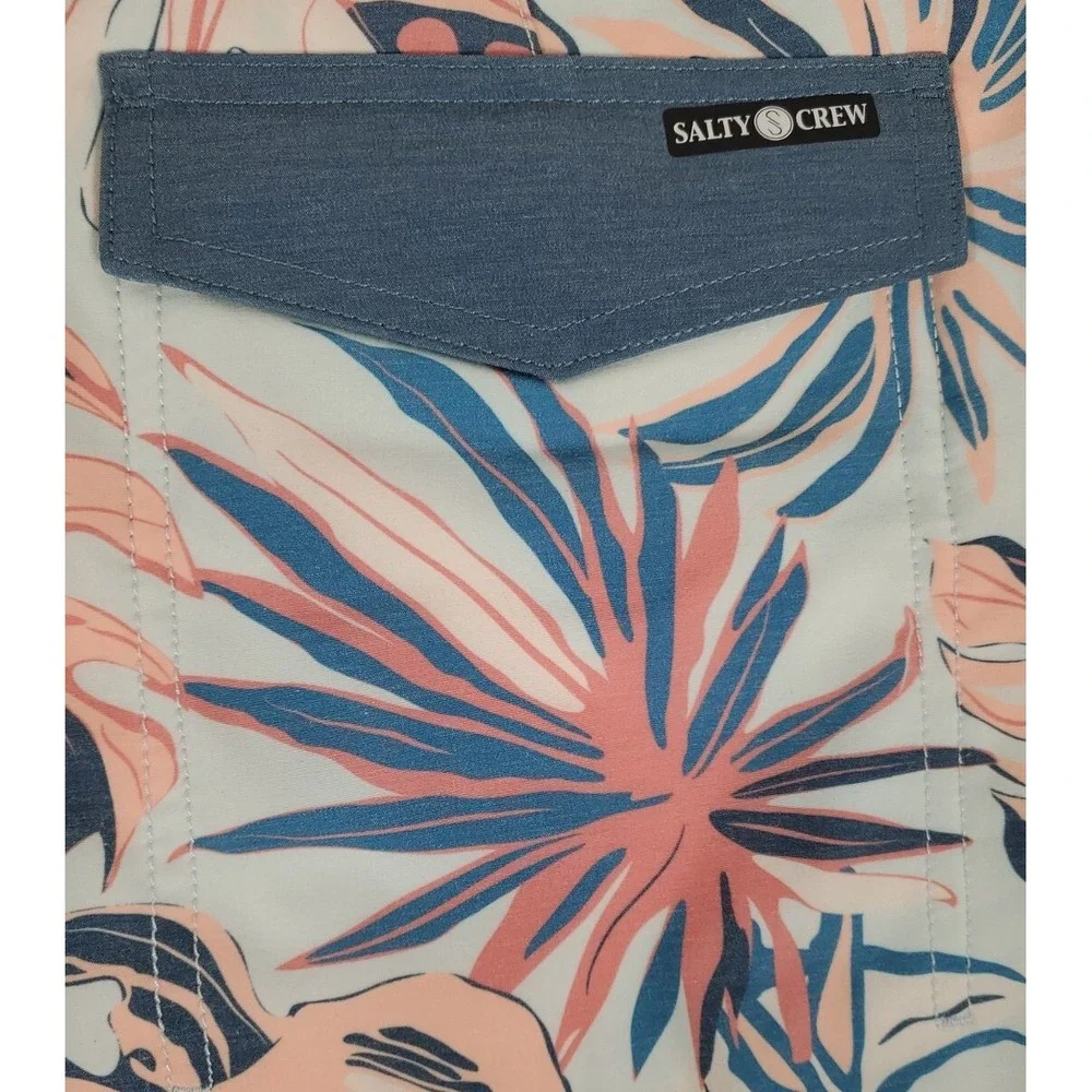 Salty Crew Men's Boardshorts Size 38 Swim Shorts Leaf Print Quick Dry NEW